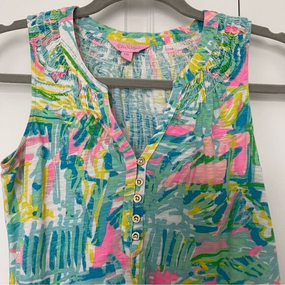 Lilly Pulitzer Essie Tank Top Cotton Size XXS Sea Salt and Sun print - Picture 5 of 7